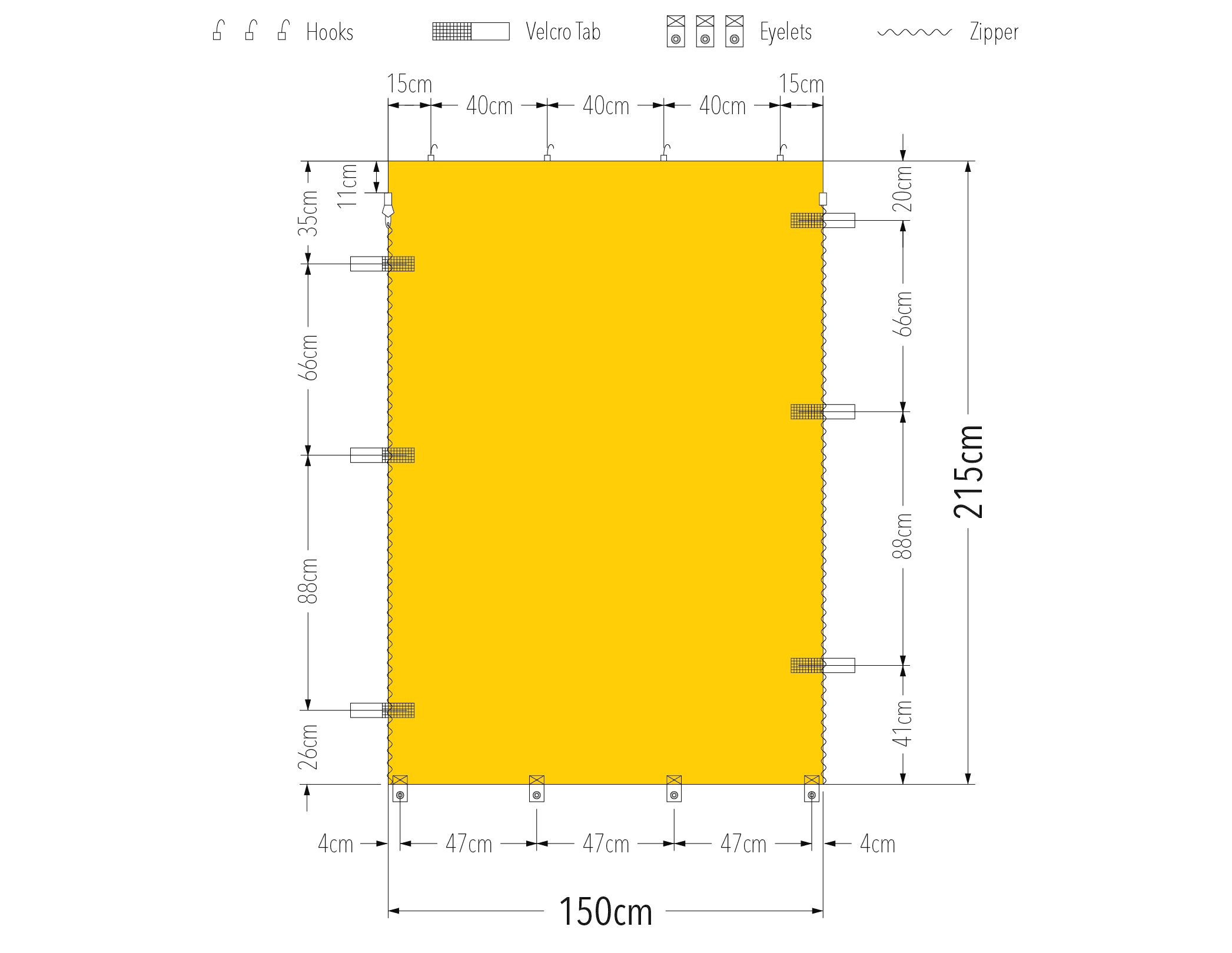 1.5m wall eyelet spacing diagram
