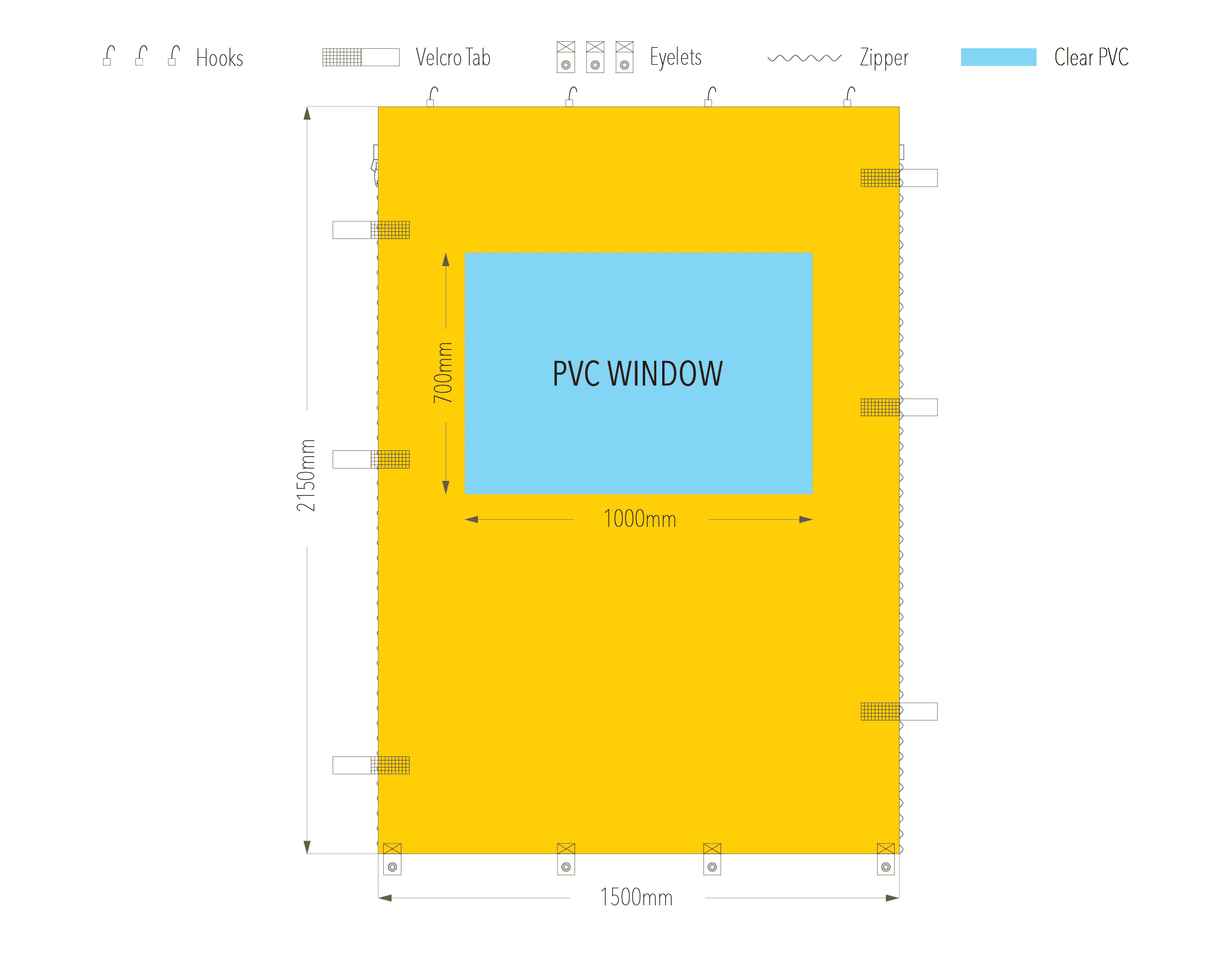 1.5m pvc window wall diagram