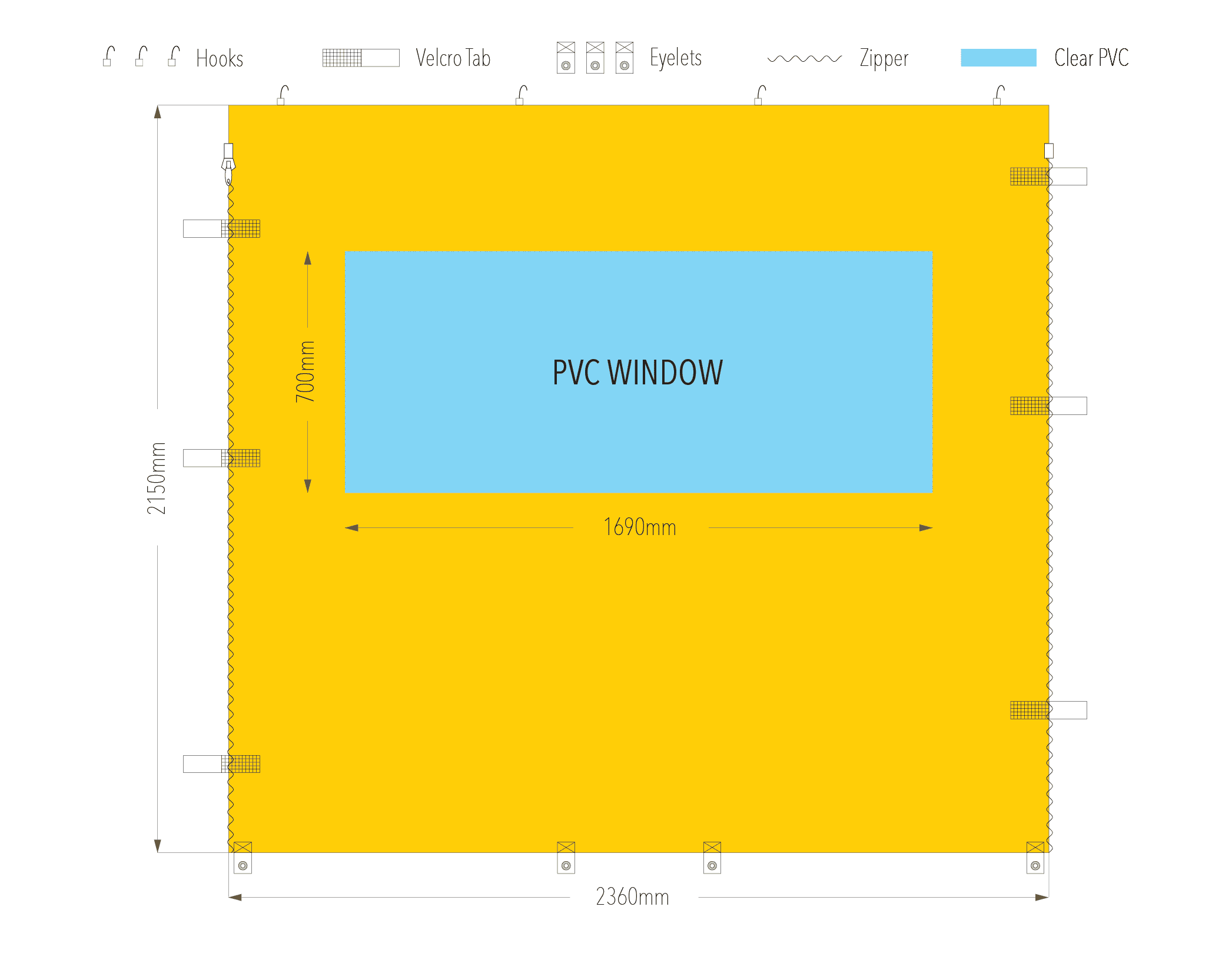 2.4m pvc window wall diagram