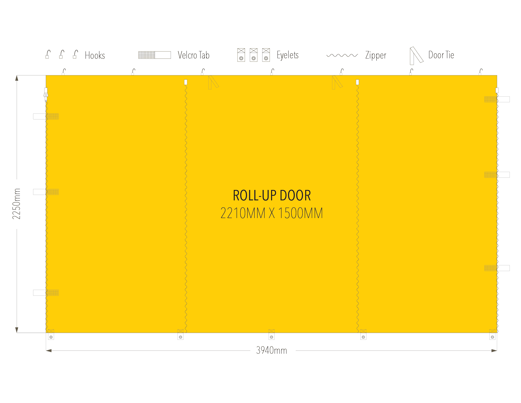 4m roll-up door wall diagram